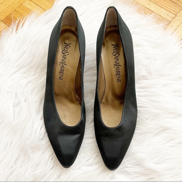 YSL black Satin Pumps size 7.5 - Picture 3 of 13